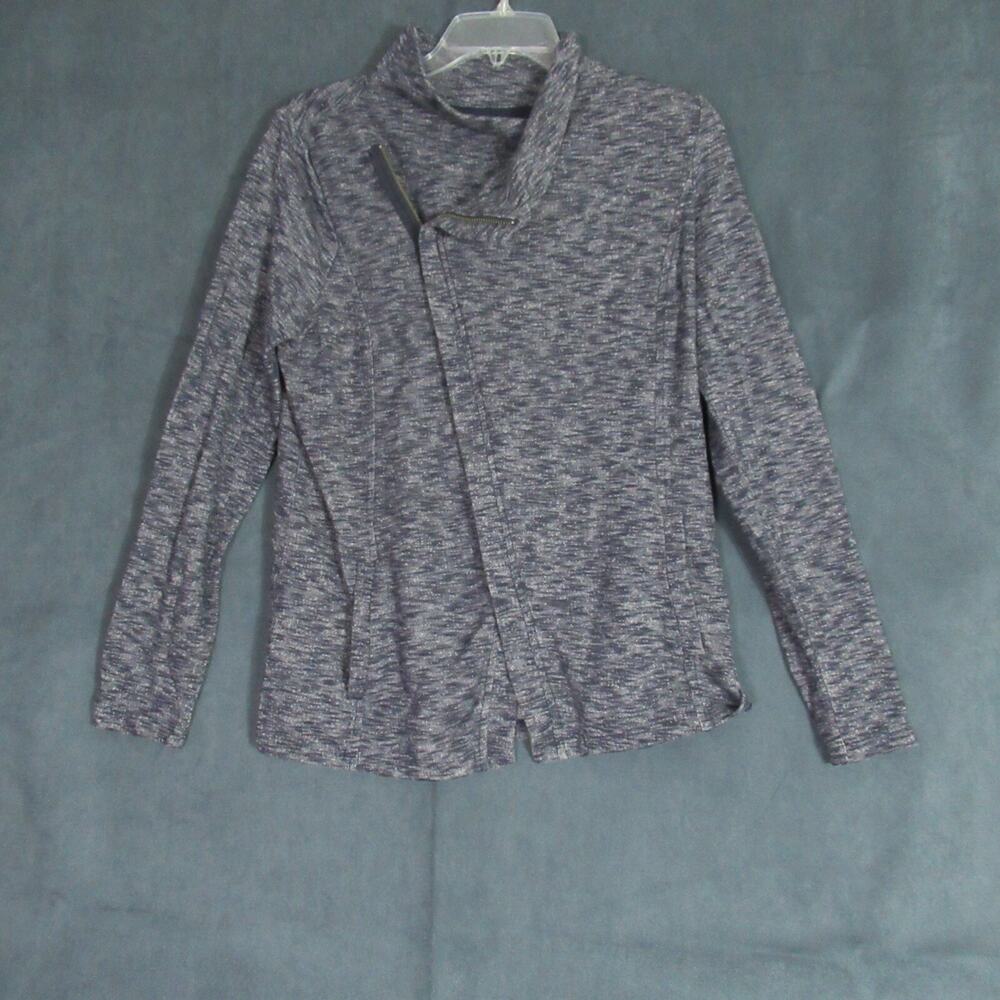GH Bass Jacket Womens Medium Navy Heather Knit Cardigan Sweater Full Zip Modern